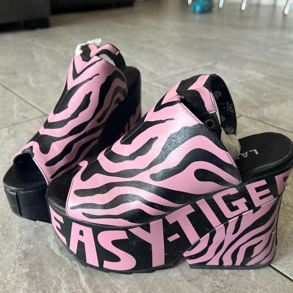 Pink and Black Platform Sandals